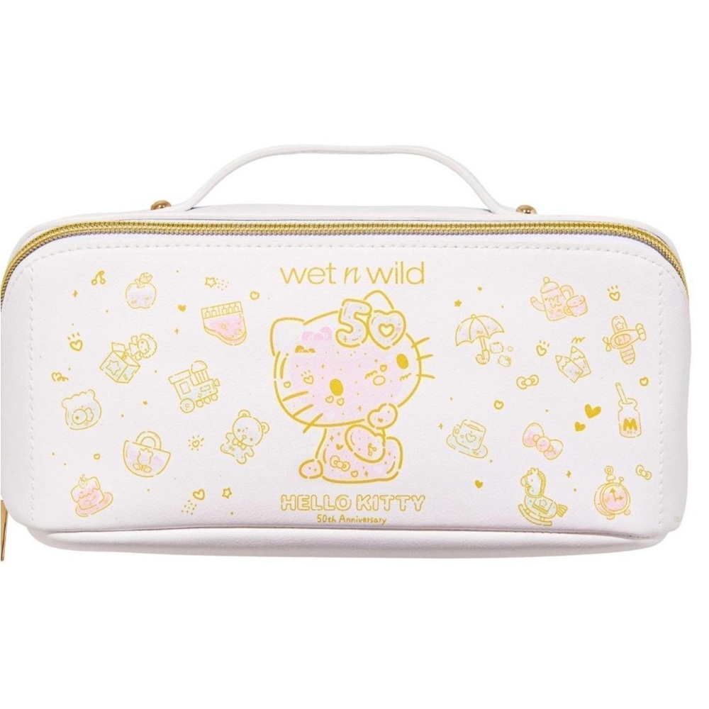 🆕 Wet n Wild Hello Kitty White and Gold Cosmetic Bag